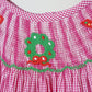 Pink christmas joy hand smocked gingham dress