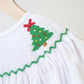 White christmas tree hand smocked dress