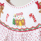 Red christmas gingerbread hand smocked dot dress