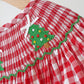 Red christmas tree hand smocked gingham dress