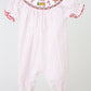 Red gingerbread hand smocked dot romper