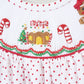 Red gingerbread hand smocked dot romper