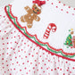 Red gingerbread hand smocked dot romper