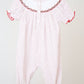 Red gingerbread hand smocked dot romper