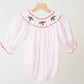 Red christmas bishop hand smocked dot bubble