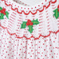 Red christmas bishop hand smocked dot bubble