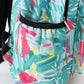 Green lily print backpack bag
