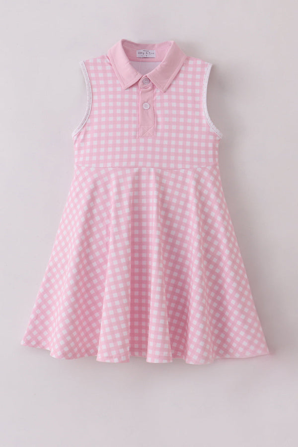 Pink active gingham dress set