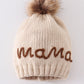 Hand embroidered pom pom beanie hat mommy&me