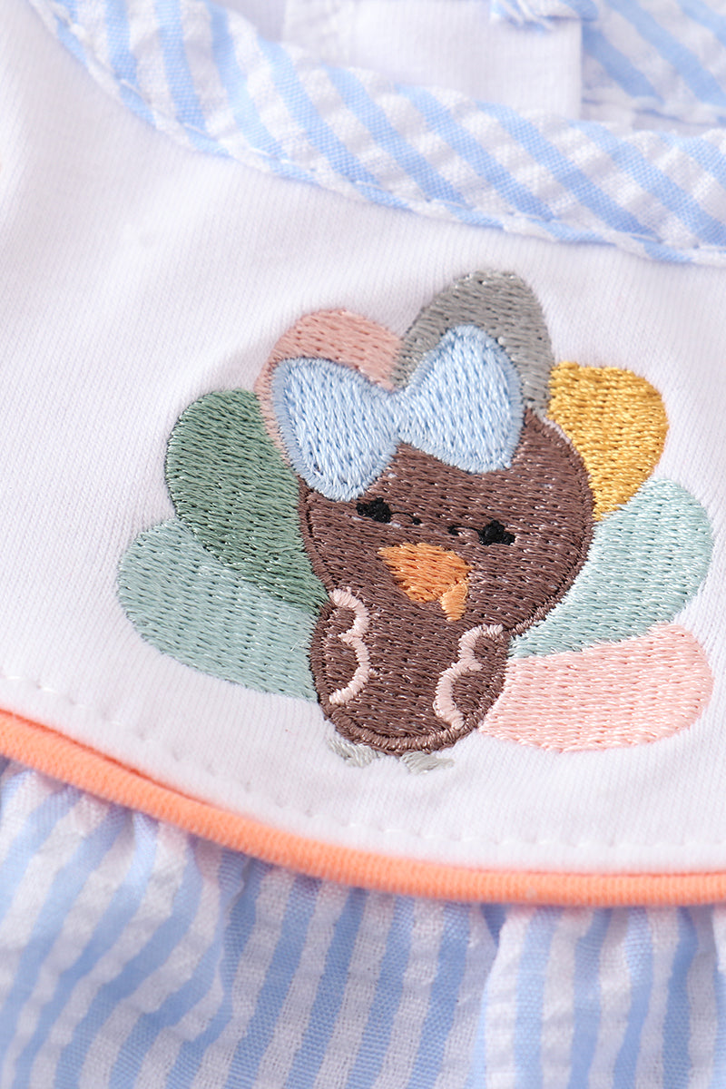 Blue turkey embroidery girl bubble