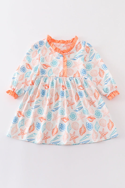 Marine print girl pajamas dress