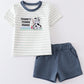 Stripe cow embroidery boy set