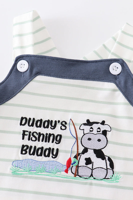 Stripe cow embroidery boy romper - SPELLING ERRORS