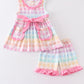 Rainbow pastel plaid girl set