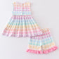 Rainbow pastel plaid girl set