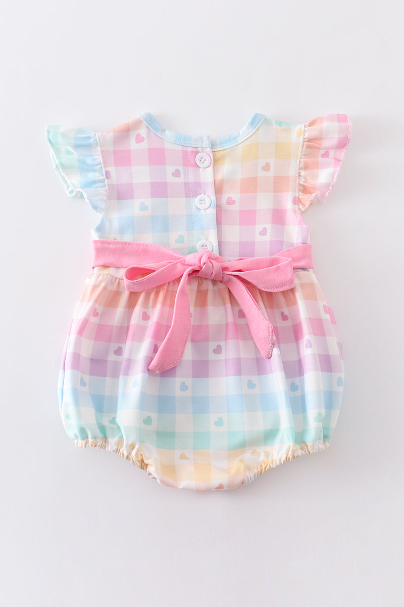 Rainbow pastel plaid girl bubble