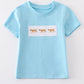 Blue dog embroidery boy top