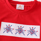 Red firework patriotic embroidery print boy set