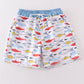 Fish print men swim trunks