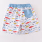 Fish print men swim trunks