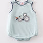 Green excavator applique boy bubble