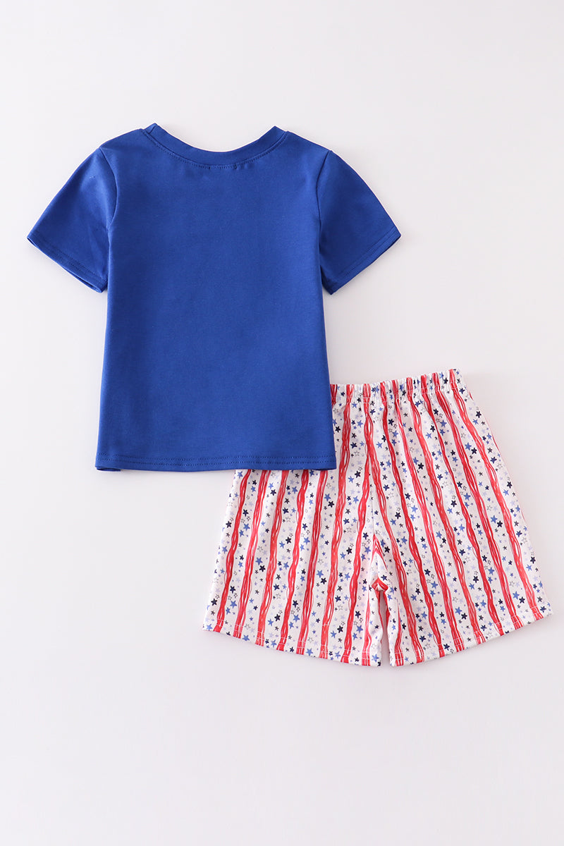 Blue Patriotic flag boy set