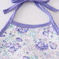 Purple floral print 2pc girl swimsuit