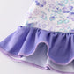 Purple floral print 2pc girl swimsuit