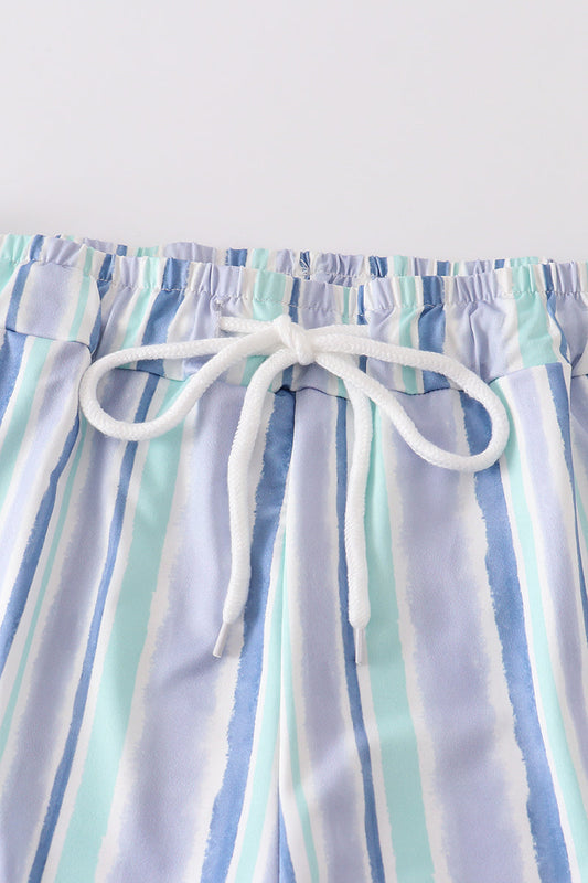 Blue stripe men swim trunks