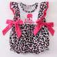 Leopard barbie applique ruffle girl bubble