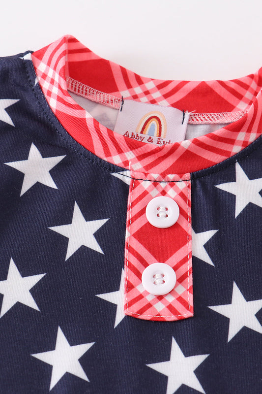 Patriotic star print boy romper