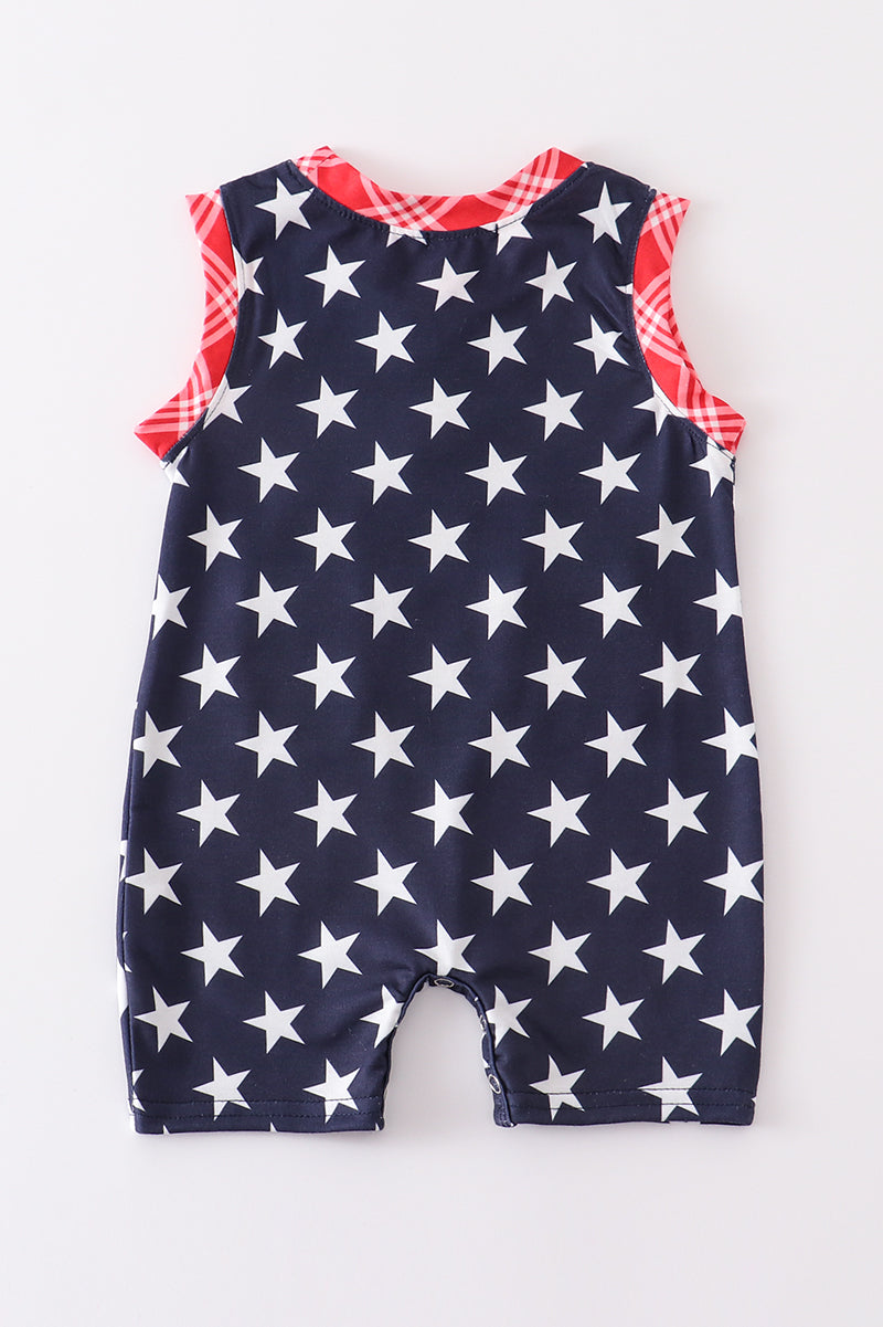 Patriotic star print boy romper