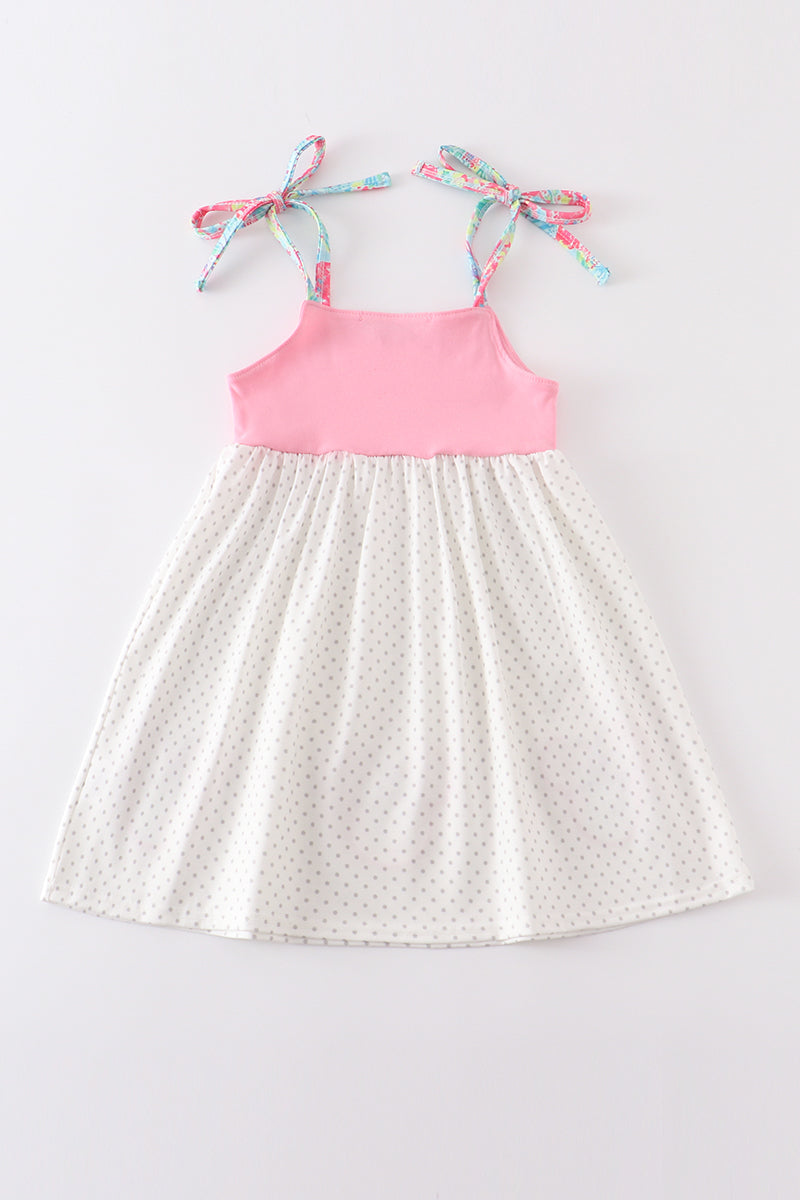 Pink character applique strap dress