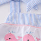 Blue seersucker whale embroidery set