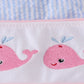 Blue seersucker whale embroidery set