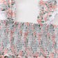 Floral print smocked women dress