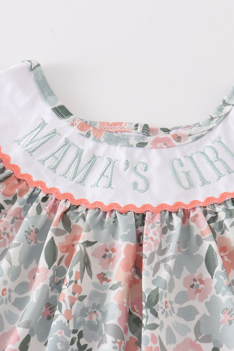 Floral print mama's girl embroidery dress