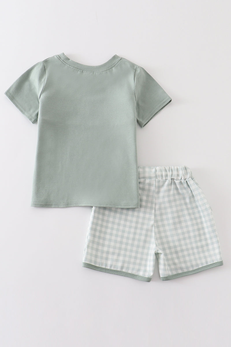 Sage plaid mama's boy set