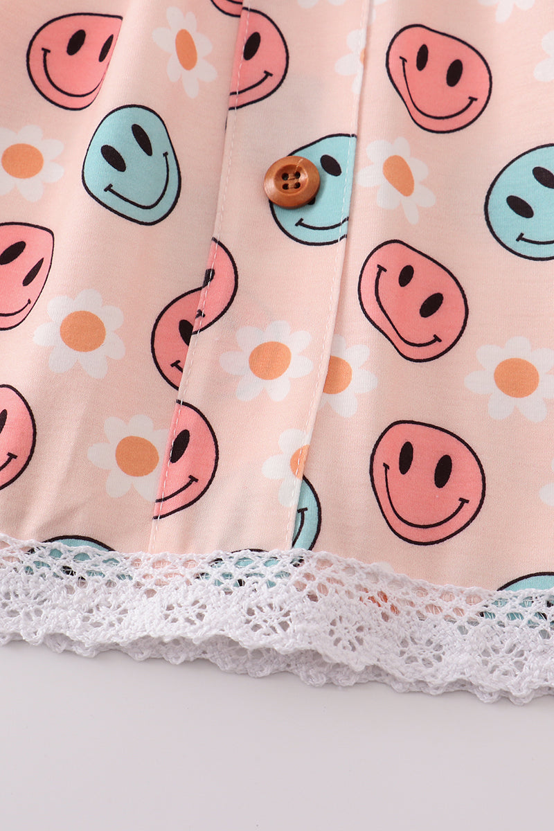 Smile face print dress