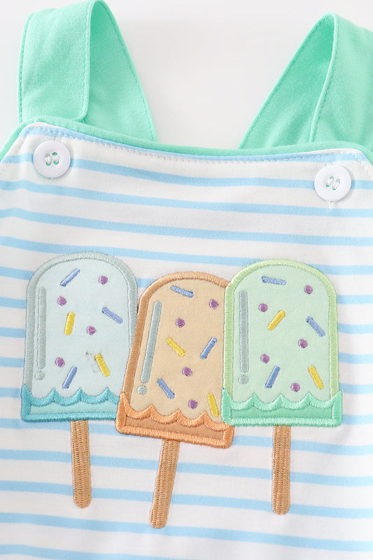 Green popsicle applique boy bubble