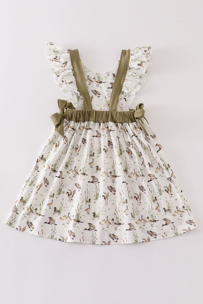 Sage duck ruffle dress