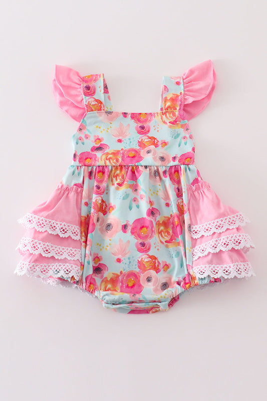 Pink floral ruffle girl bubble