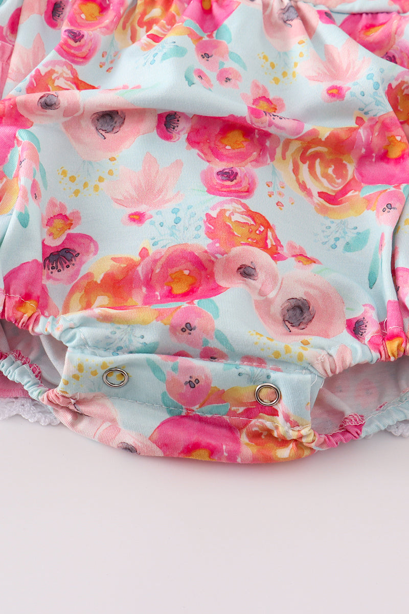 Pink floral ruffle girl bubble