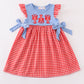 Red plaid lobster applique dress