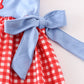 Red plaid lobster applique dress