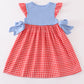 Red plaid lobster applique dress