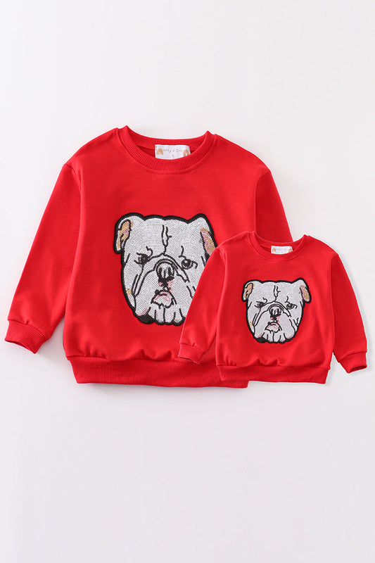 Red georgia bulldog sequin sweatshirt mom & me