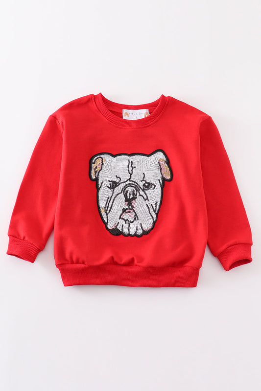 Red georgia bulldog sequin sweatshirt mom & me