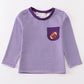 Purple stripe football embroidery top