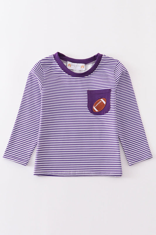 Purple stripe football embroidery top